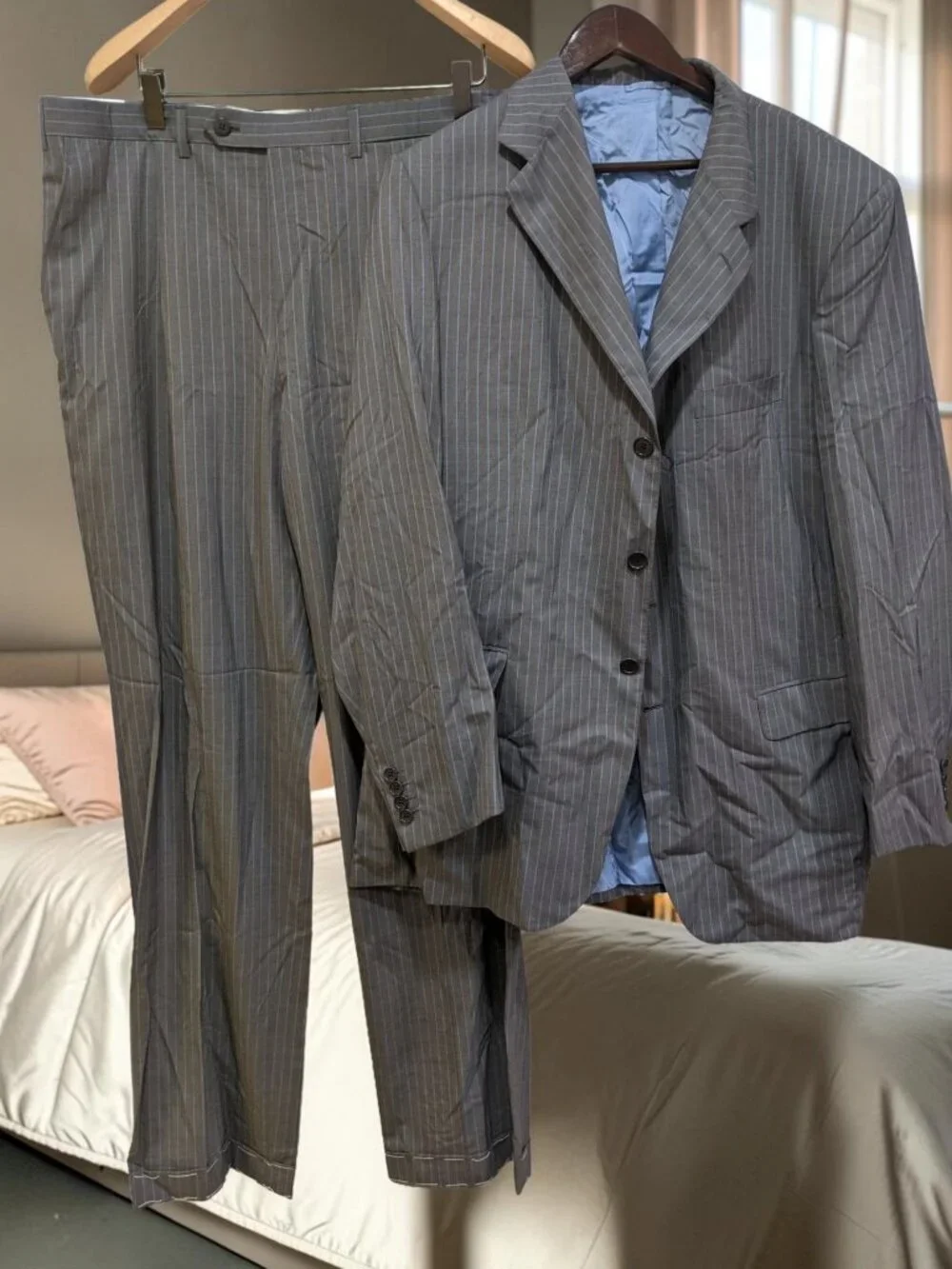 Brioni -Made in Italy - Mens Striped  Suit Jacket and Pants Size US 45 Long New